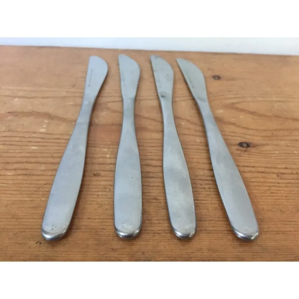 Set Of 4 Vtg Hackman Finland Stainless Steel Butter Knives Silverware Flatware